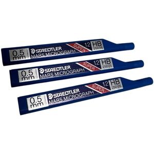 Staedtler Mars Micrograph‎ 0.5mm Mechanical Pencil Leads 12 HB New 3 packs